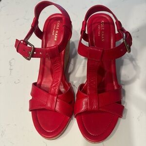 Cole Haan Women's Red Leather wedge Sandals